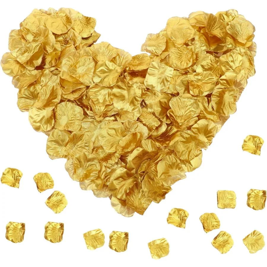 

300PCS Fake Rose Petals Gold Silk Rose Petals for Romantic Night Romantic Festive Atmosphere Creation for Marriage Psal Wedding
