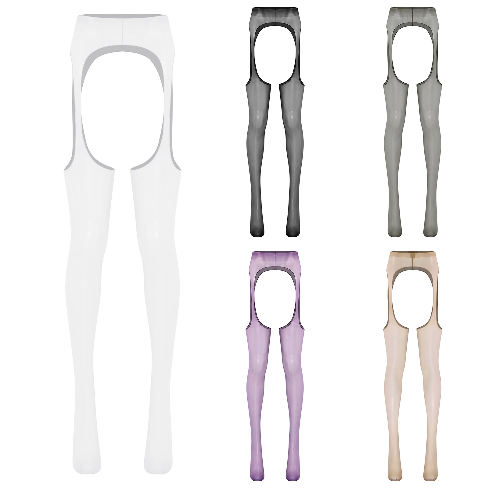 

Women Ultrathin Glossy Tights Stocking Cutout Crotch Tights Pantyhose Clubwear Accessories Seamless Stretchy Footed Bodystocking