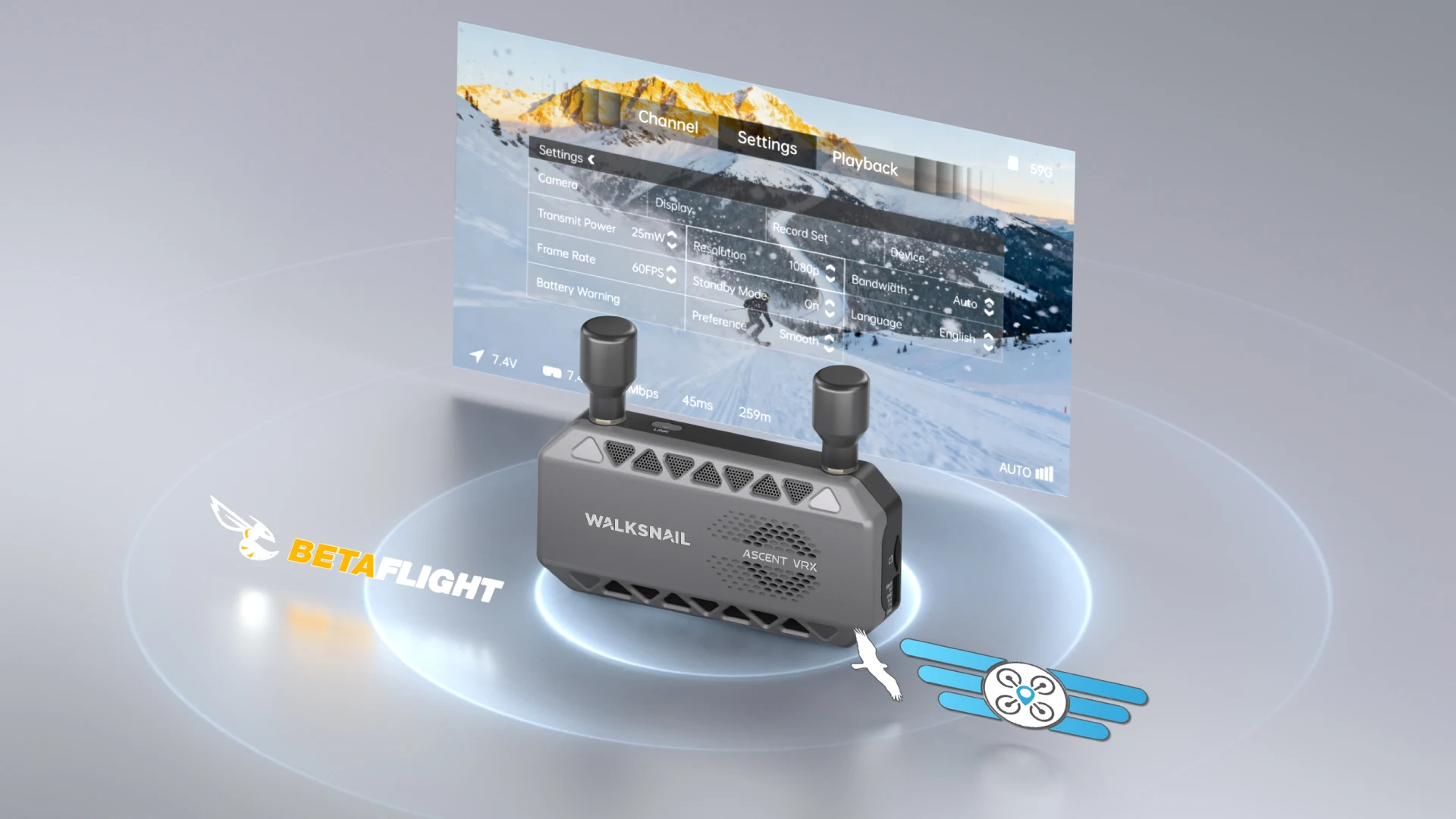 CADDXFPV Walksnail Ascent FPV VRX-Empfänger 5,8 GHz 6 km Dual-Antennen-Signal unterstützt alle FPV-Brillen und -Displays mit HDMI-Eingang. – Detail 19