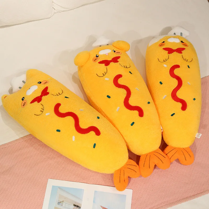 Long Shrimp Plush Pillow With Segmented Body Red Orange Pattern Chef Hat Version Or No Hat Soft Couch Cushion Holiday Gift