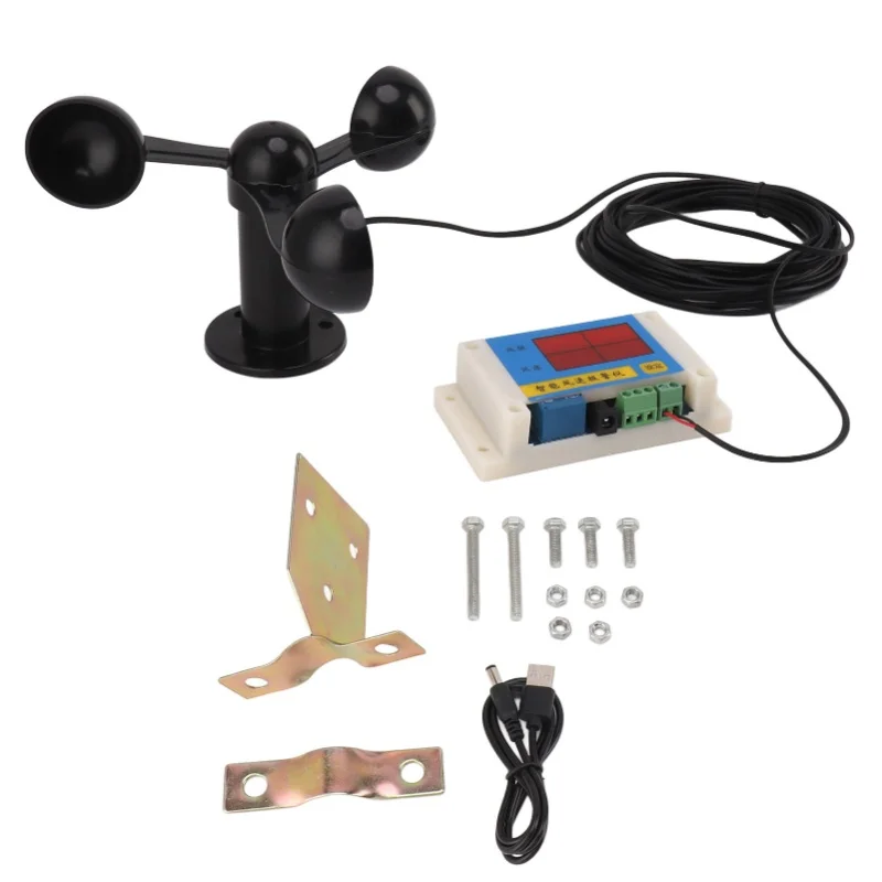 3 Fan Blades Tower Crane Anemometer 3 Blades USB 5V High Accuracy 2-12 Lever Wind Speed Alarm Device For Outdoor