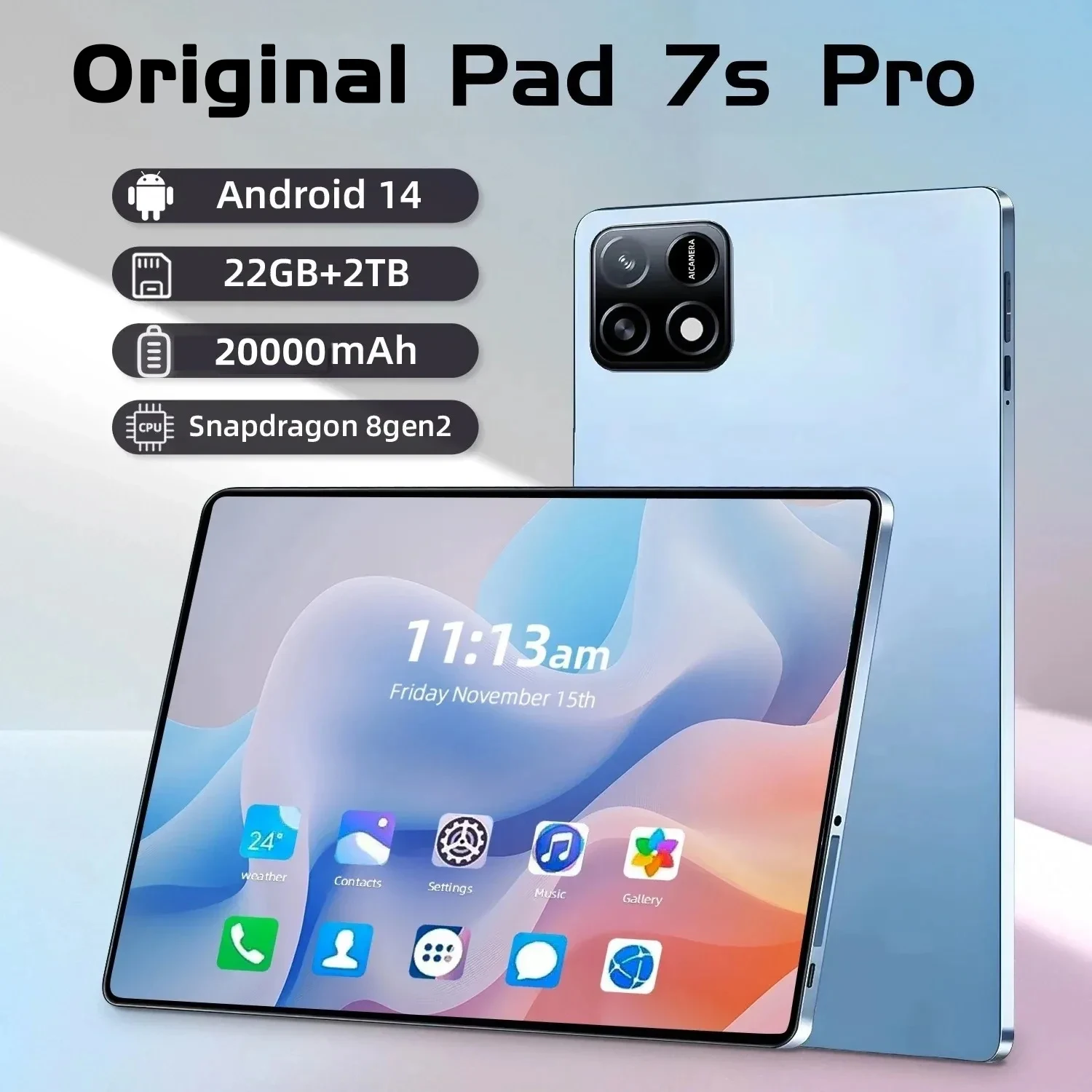 

2025 Original Global Pad 7S Pro Tablet PC 11 inch Android 14 Snapdragon 8 Gen 2 16GB+1TB 20000mah 5G Dual SIM WIFI HD 4K Screen