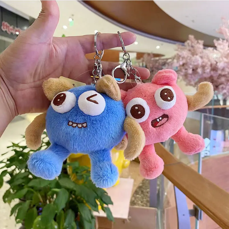 Cartoon Kawaii Big-eyed Monster Plush Doll Keychain Pendant Creative Personality Cute Big-eyed Monster Plush Toy Bag Pendant