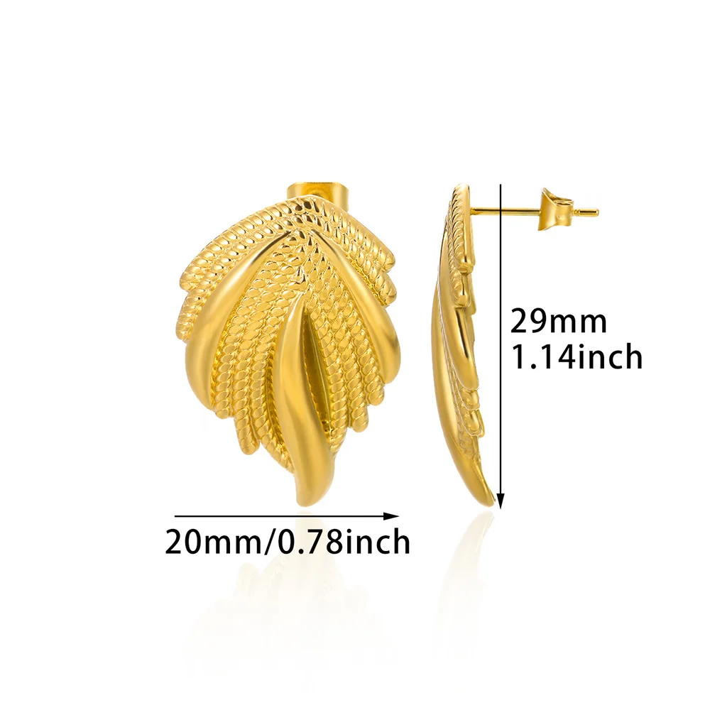 Creative Stainless Steel Weave Feather Earring For Women Irregular Geometry 18 K Gold Color Earrings Jewelry Party Wedding Gifts