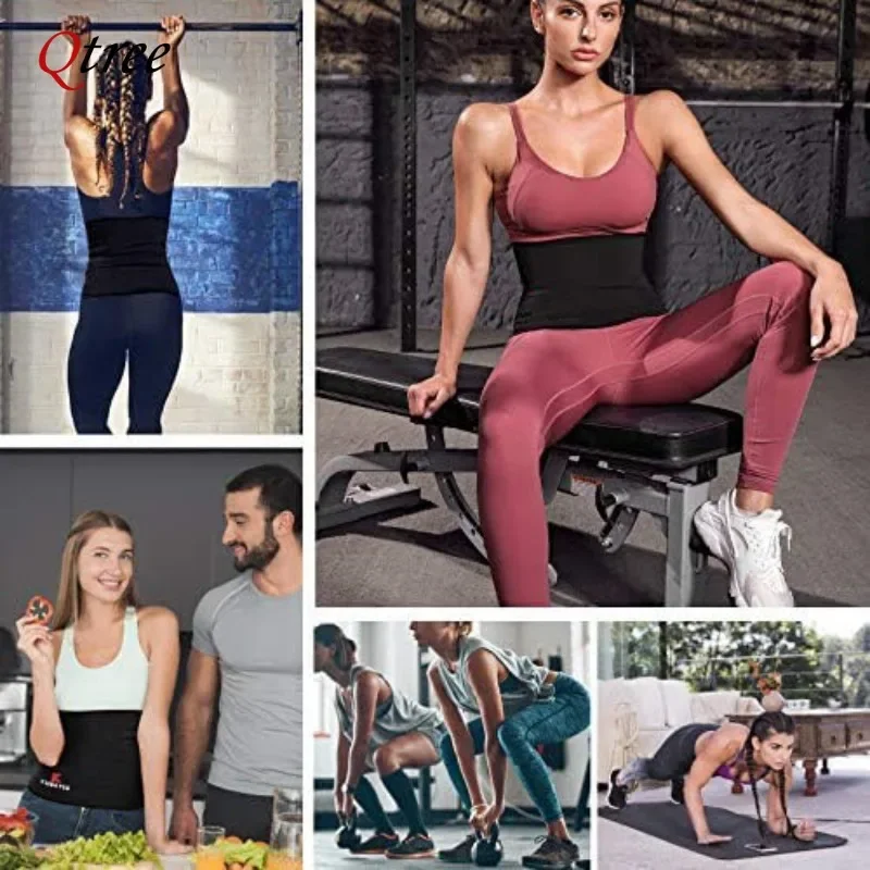 Qtree поясной триммер для женщин, тренажер для похудения, сауна, пояс для похудения, тренировки живота, сауны, формирователь тела, корсет