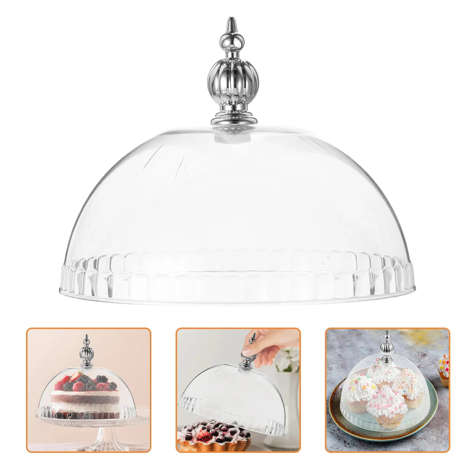 Plastic Cake Dome Cover 6.8 Inch Transparent Cheese Lid Reusable Food Cover Heat Resistant Cloche for Pastry Tray Charcuterie