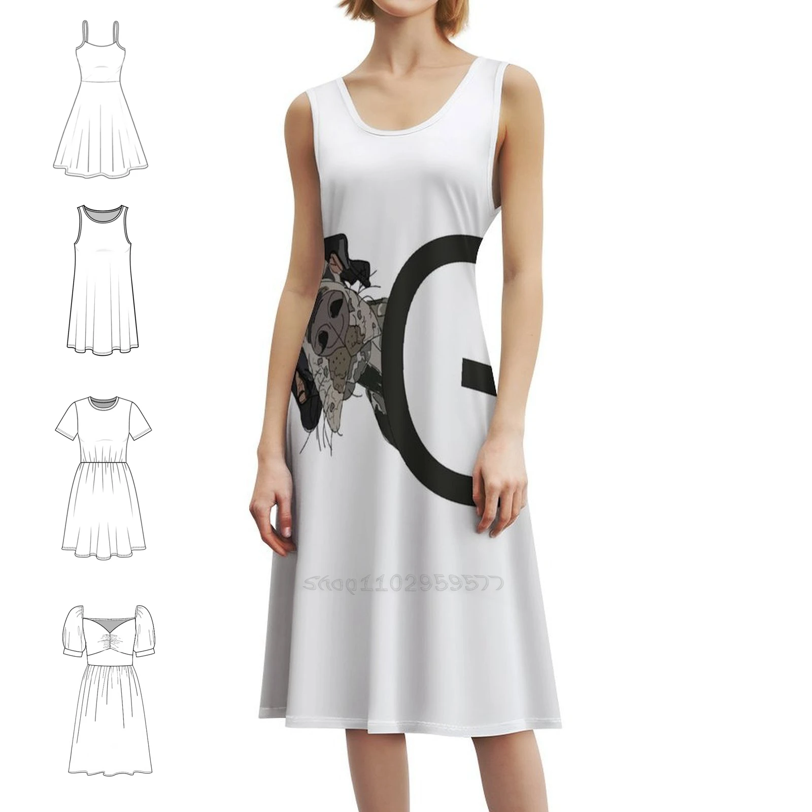 فستان G Is For Bohemian بدون أكمام للنساء مطبوع عليه فساتين حفلات الشاطئ للكلاب Abcs Abc حرف G فستان الجراء #1