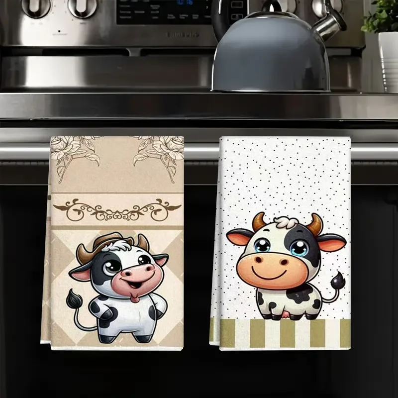 2枚セット、かわいい牛柄キッチンタオル、40cm*60cmタ - Kitchen Baking Cloth のレビューと価格