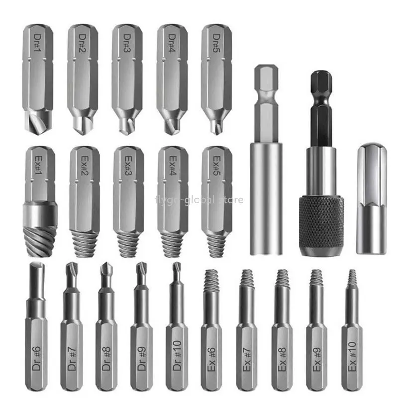 22 ，33  pieces set of screw extractor, high speed steel broken wire extractor, reverse tooth and wire removal tool