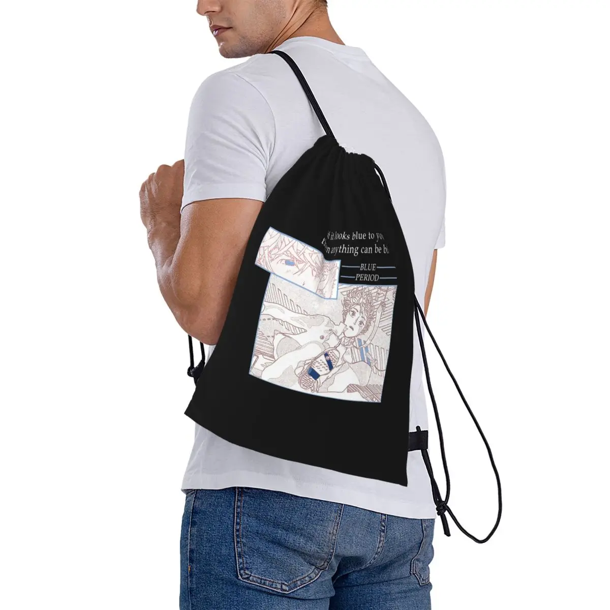 Blue Period ''MY BLUE WORLD'' Manga Backpacks Multi-function Drawstring Bags Shoes Bag Book Bags for Man Woman Students