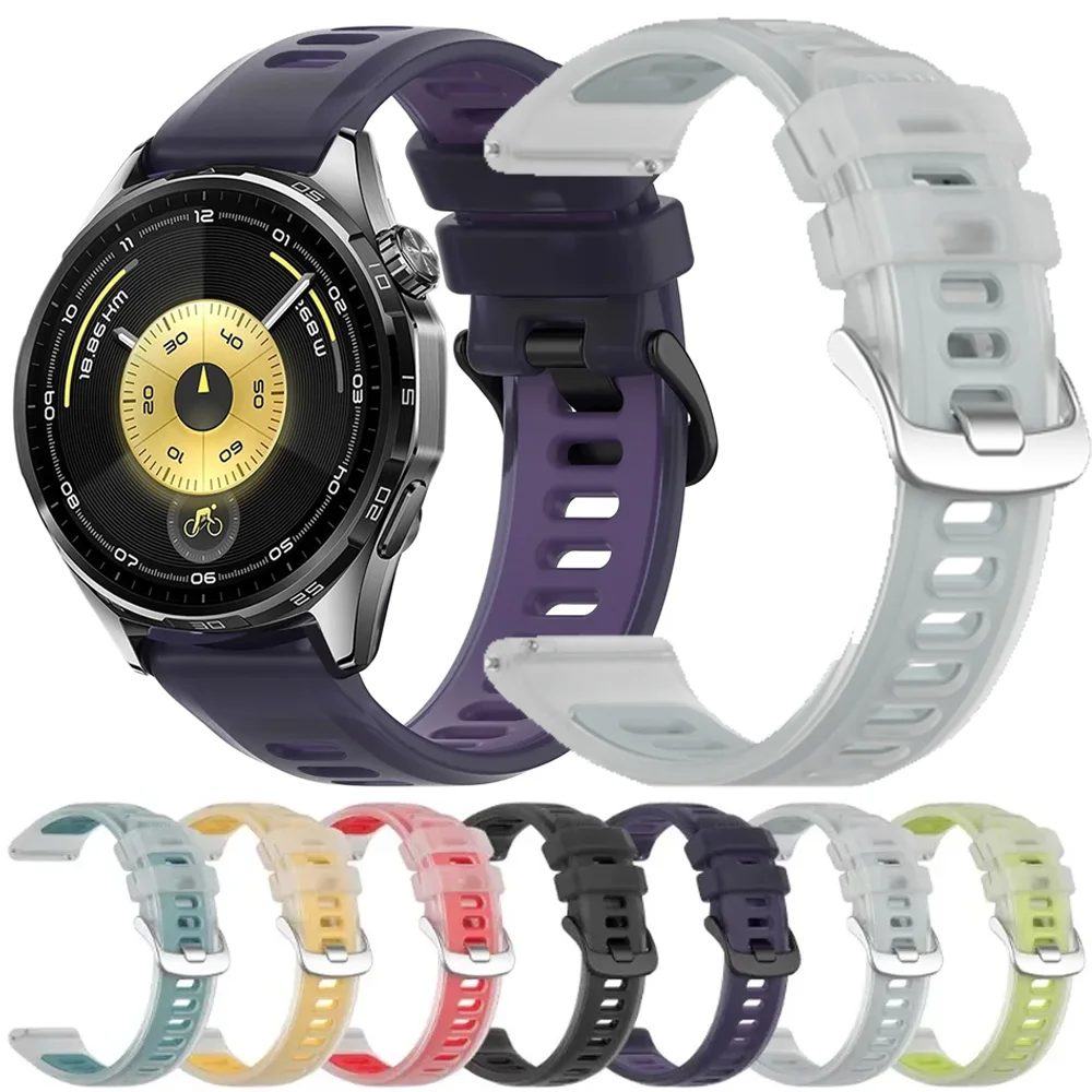 Semi-Transparent Sports Silicone Strap For Huawei Watch GT6/GT5/4/3 46mm Two-Tone Bracelet for Huawei GT6/GT5 Pro 46mm Wristband