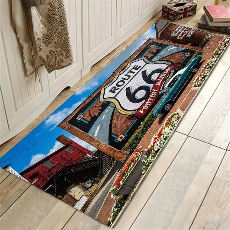 VIKAMA 66 Highway Pattern Kitchen Floor Mat Anti-slip Entrance Corridor Floor Mat Bedroom Carpet Home Decoration