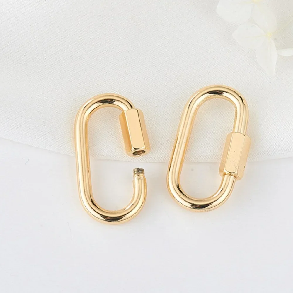 10 Pcs KC Gold 1.3inch Oval Run Course Carabiner Hexagon Screw Lock Clas  for Bag Strap Extender Chain Keychain EDC DIY