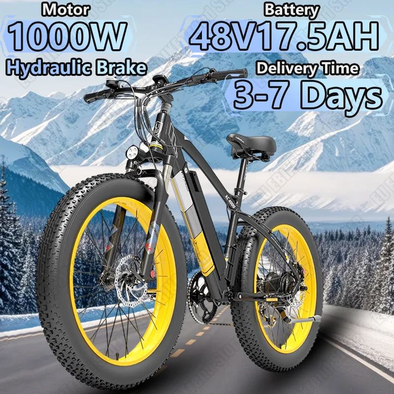 Electric Bicycle Lankeleisi XC4000 1000W 48V17.5AH Hydraulic Brake Electric Bike Adult 26*4.0 Fat Tire Mountain Off-road Ebike