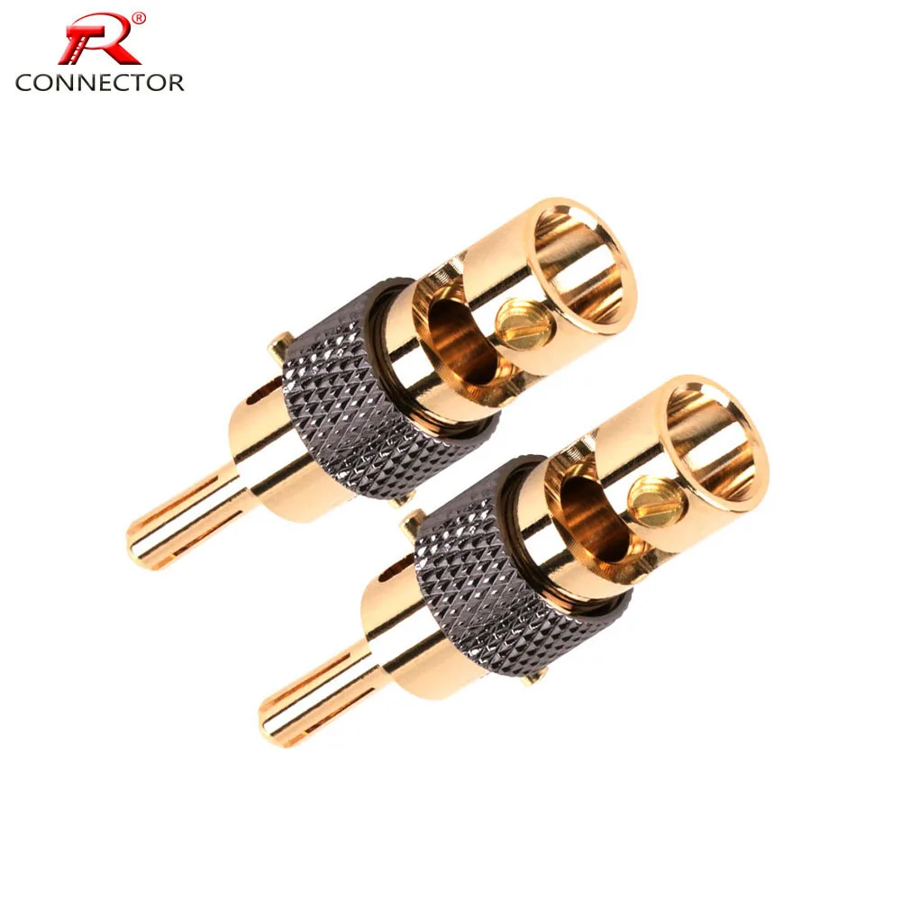 4pcs Free Shipping New Customized 24K Gold Plated Self-Lock Brass Banana Male Plug Audio Connector Speaker Amplifier Jack