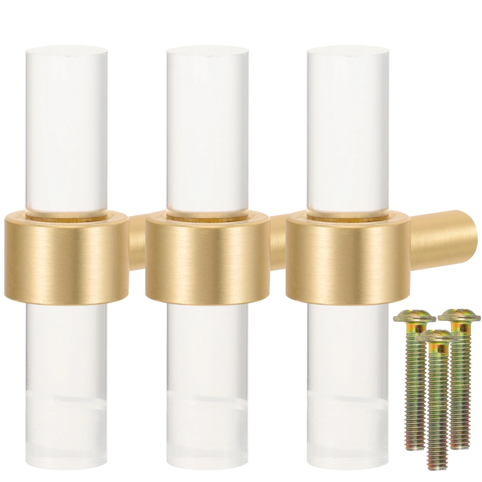 

3 pcs Acrylic Cabinet Pulls Clear Golden Drawer Furniture H les Modern Decor Single Hole Dresser Knobs Cupboard Pulls Kitchen