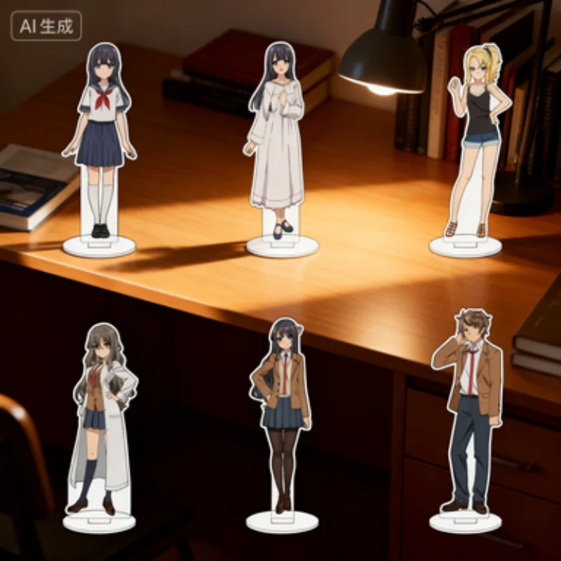 Anime Rascal no sueña con chica conejito Senpai figura acrílica de pie Sakurajima Mai lindo decoración de escritorio pastel Topper regalos