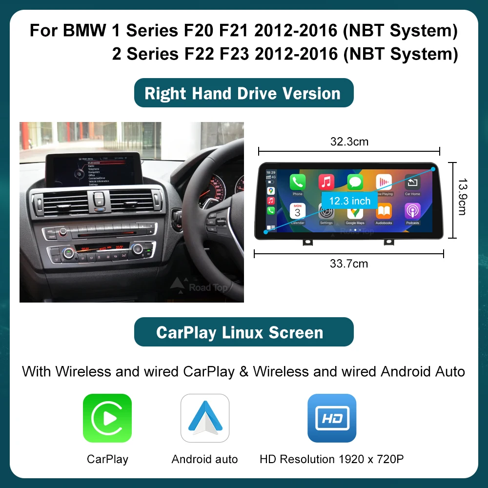 12.3 Wireless CarPlay Android Auto Multimedia Linux Screen For BMW 1 2 3 4 Series F20 F21 F22 F30 F31 F32 F33 NBT OR EVO image 3