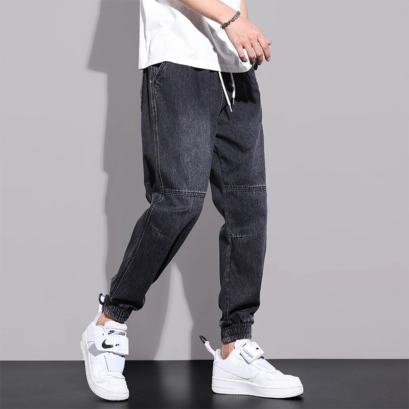 Brand Pop Hip Hop Harem Jeans Pants Men Loose Joggers Denim Casual Sweatpants Korea Full Length Trousers Streetwear M-3XL