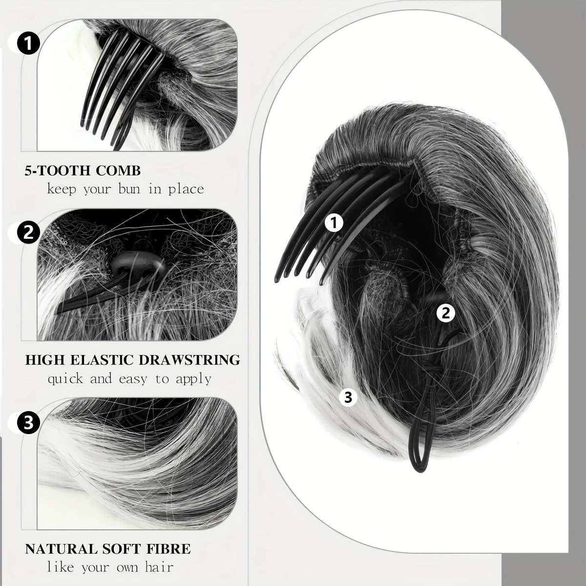Synthetic Hair Bun Hairpiece Fully Short Ponytail Bun Mixed Blonde Hair Chignon With Comb Bun Updo Extension For Women