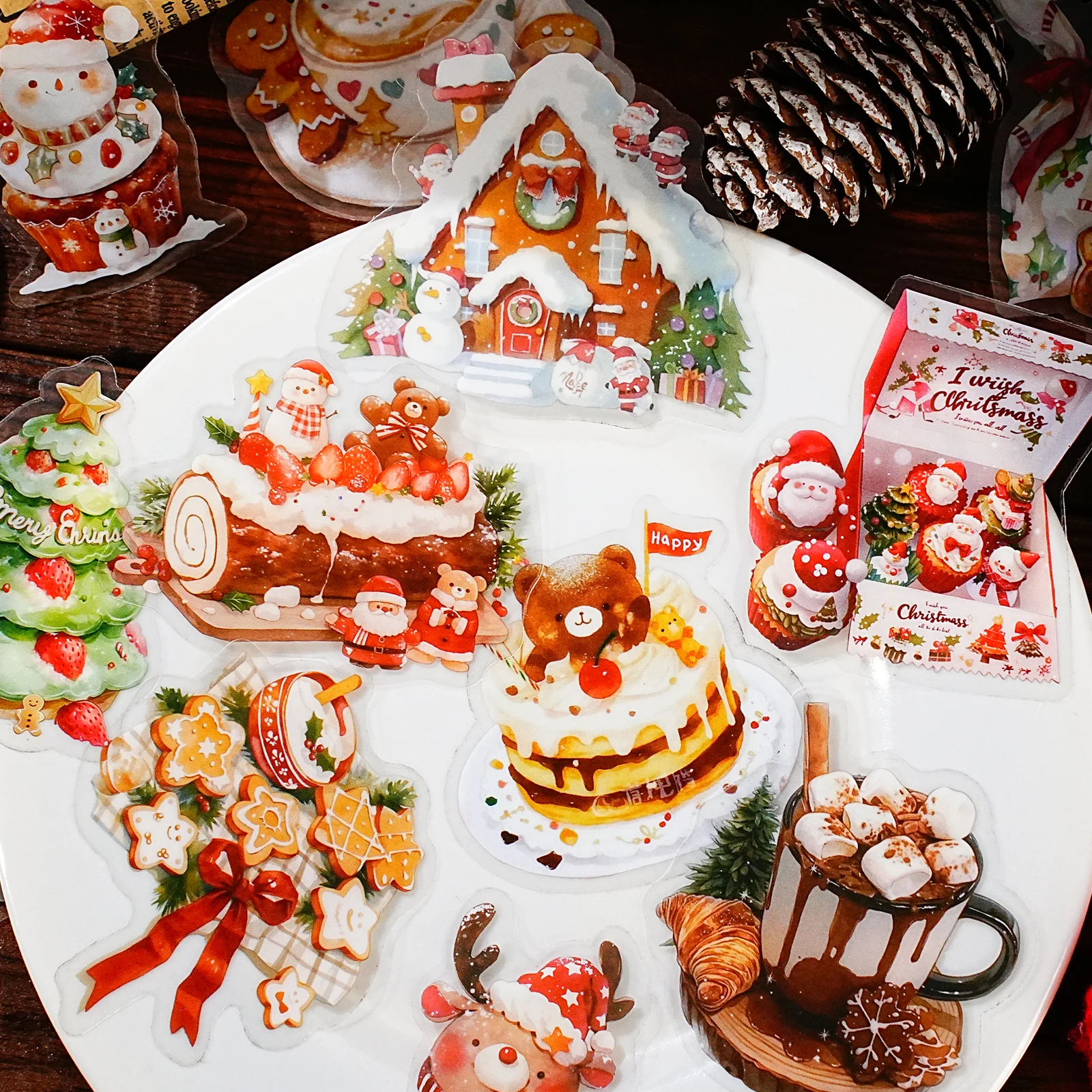 Etori Life عيد الميلاد مفاجأة ليلة الرجعية عيد الميلاد نمط ملصق حزمة DIY الديكور لأجهزة الكمبيوتر المحمول، الهاتف، حقيبة، ديكور المنزل، حفلة عطلة، هدية عيد ميلاد، ملصقات السنة الجديدة، ملصقات الأطفال #6