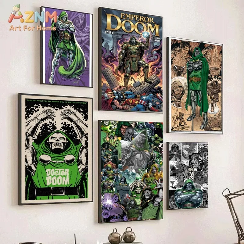 Purple Background Doctor Doom Superhero Comic Canvas Wall Art No Frame Movie Print Poster for Living Room Bedroom Home Wall