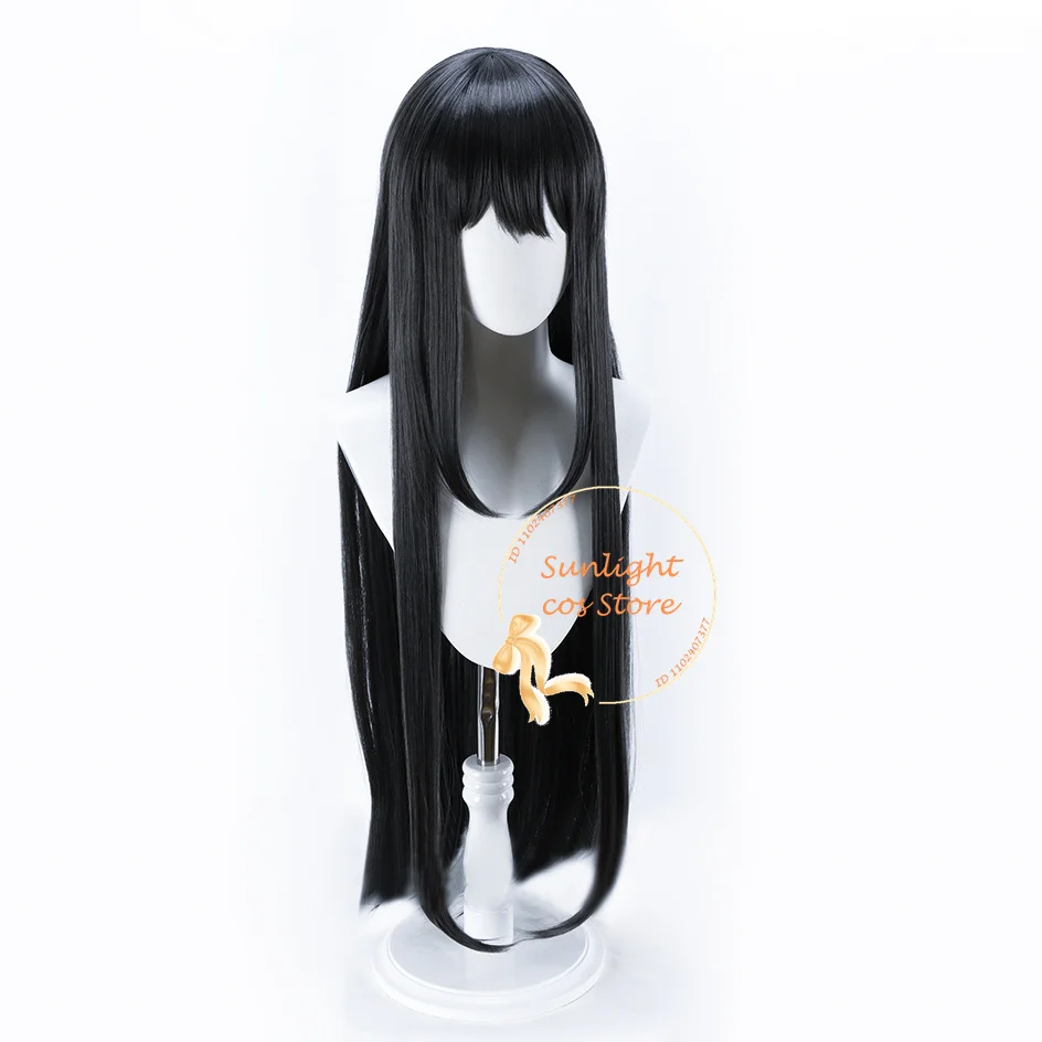 Wig Cosplay Akemi Homura kualitas tinggi Wig hitam panjang Wig Anime wanita Cosplay rambut sintetis tahan panas stok tersedia + topi Wig Gratis