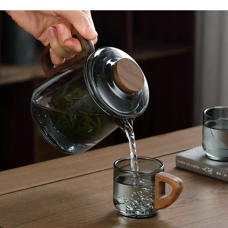 Simple Glass Tea Coffee Pot Handheld Type Teaware Puer Cups Set Modern Home Kitchen Tabletop Teapot Kettle Water Bottles