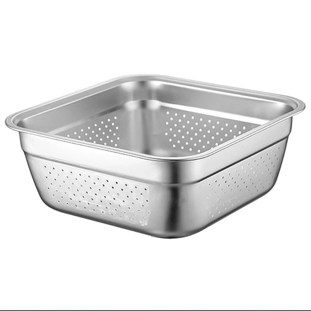 

Food Containers Rice Washing Sifter Stainless Steel Colanders Cereals Washer Silver Strainer Vegetable Basin