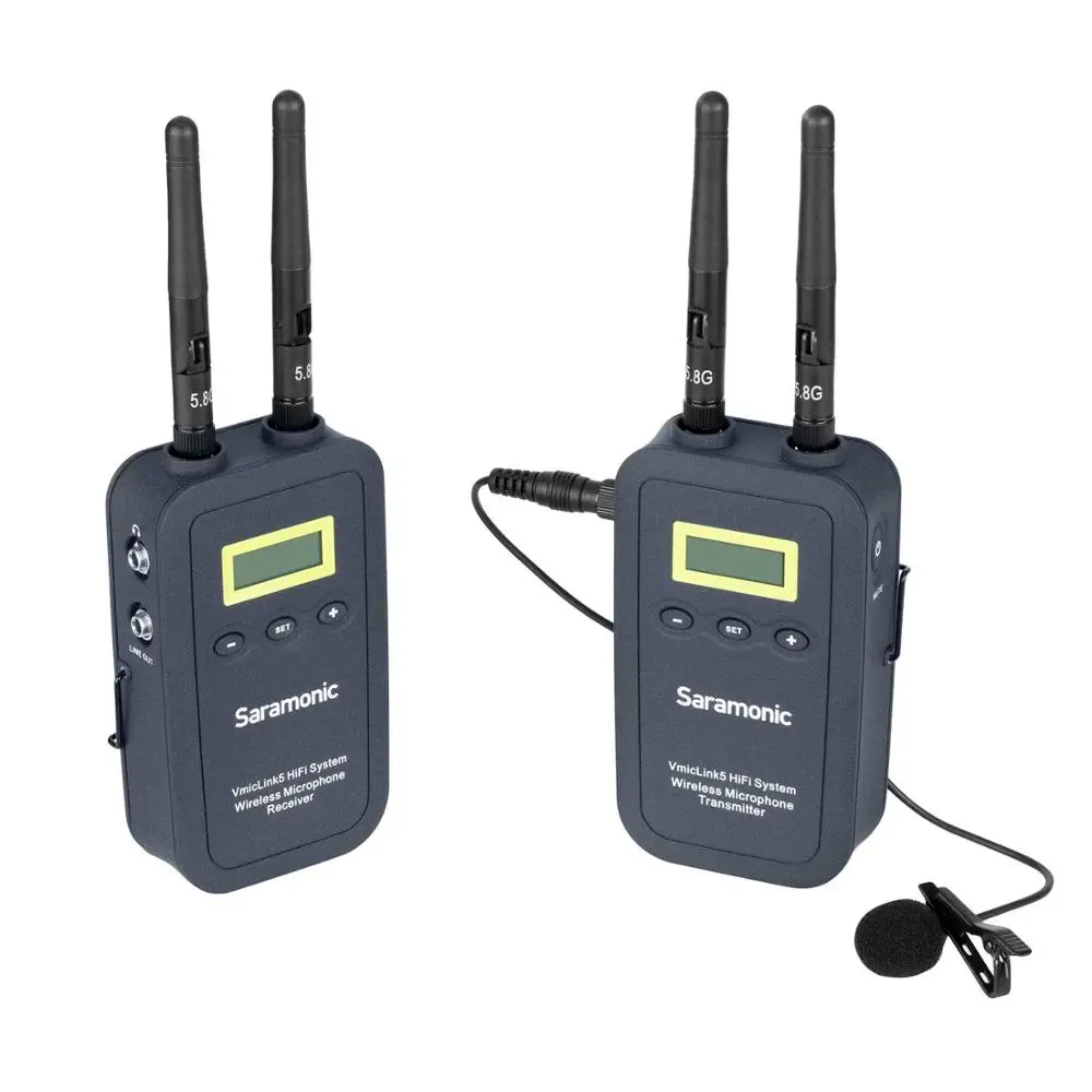 Saramonic Vmiclink5 HiFi 5.8GHz 3-Channel Wireless Lavalier Microphone System with Transmitter & Receiver for DSLR Cameras&more