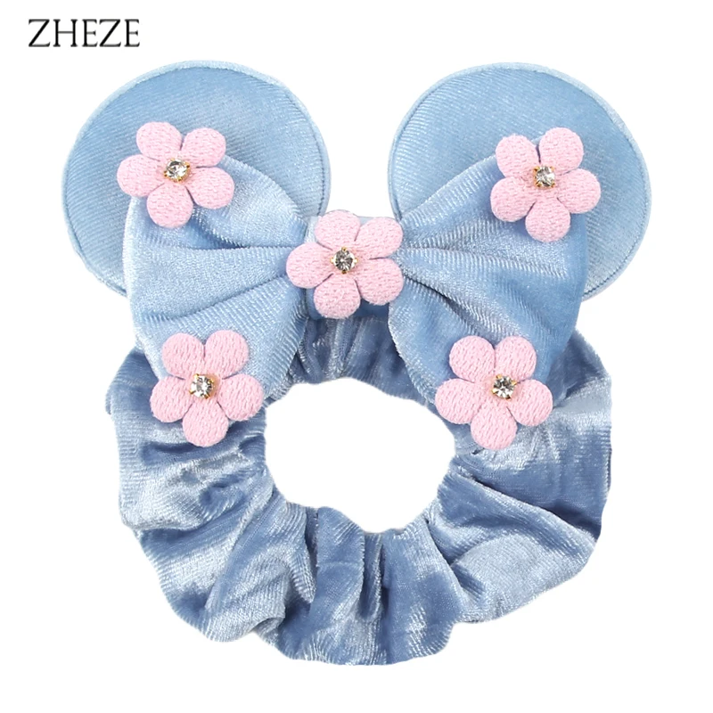 New Disney Mouse Ears Scrunchies Hairband Girl Ponytail Holder For Women Sequins Bows Headband 2024 Women Trip DIY Accessories