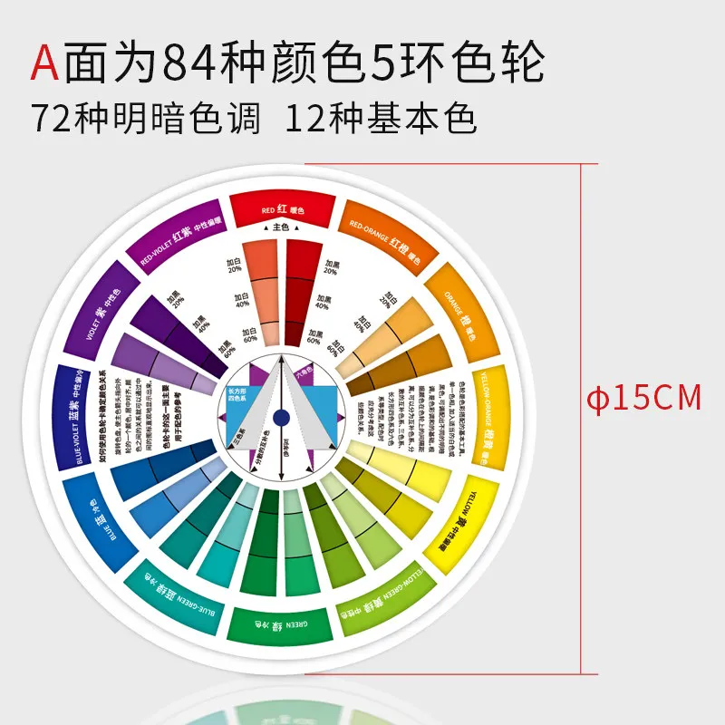 12-Hue Color Wheel Card, Color Matching Chart, Designer Color Swatch, Children's Color Recognition Chart, Color Wheel Diagram