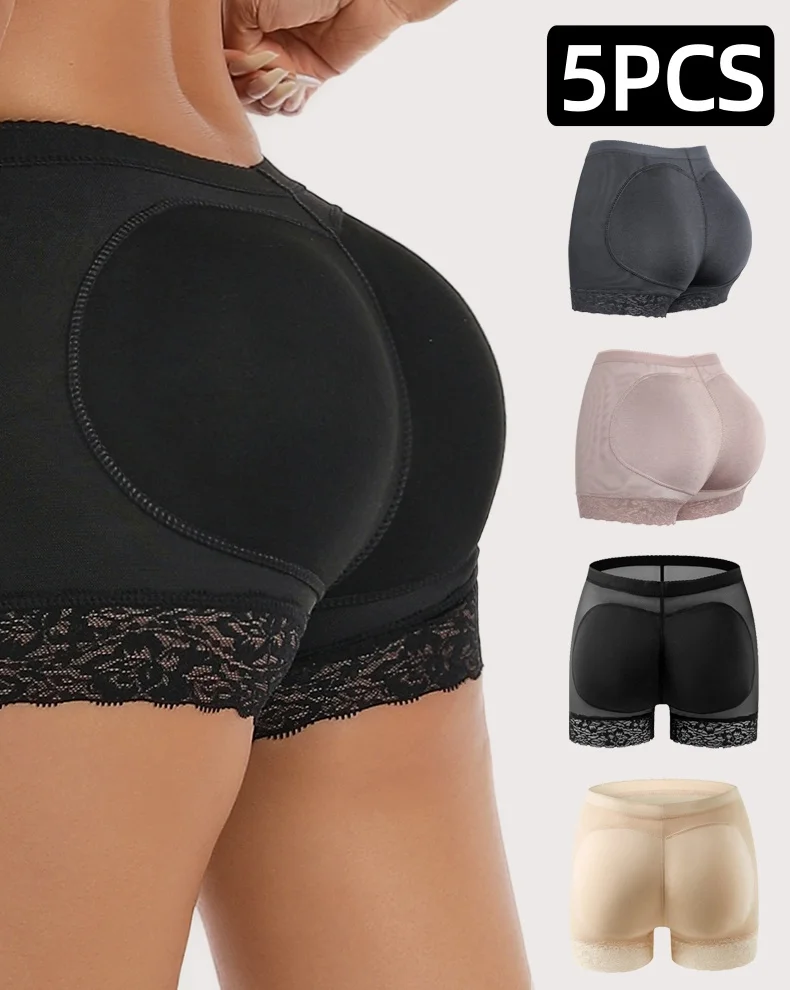 5 قطعة النساء بعقب رافع اللباس الداخلي وهمية الأرداف محدد شكل الجسم مبطن اللباس الداخلي سيدة رفع بوم عالية الخصر البطن تحكم الورك سراويل
