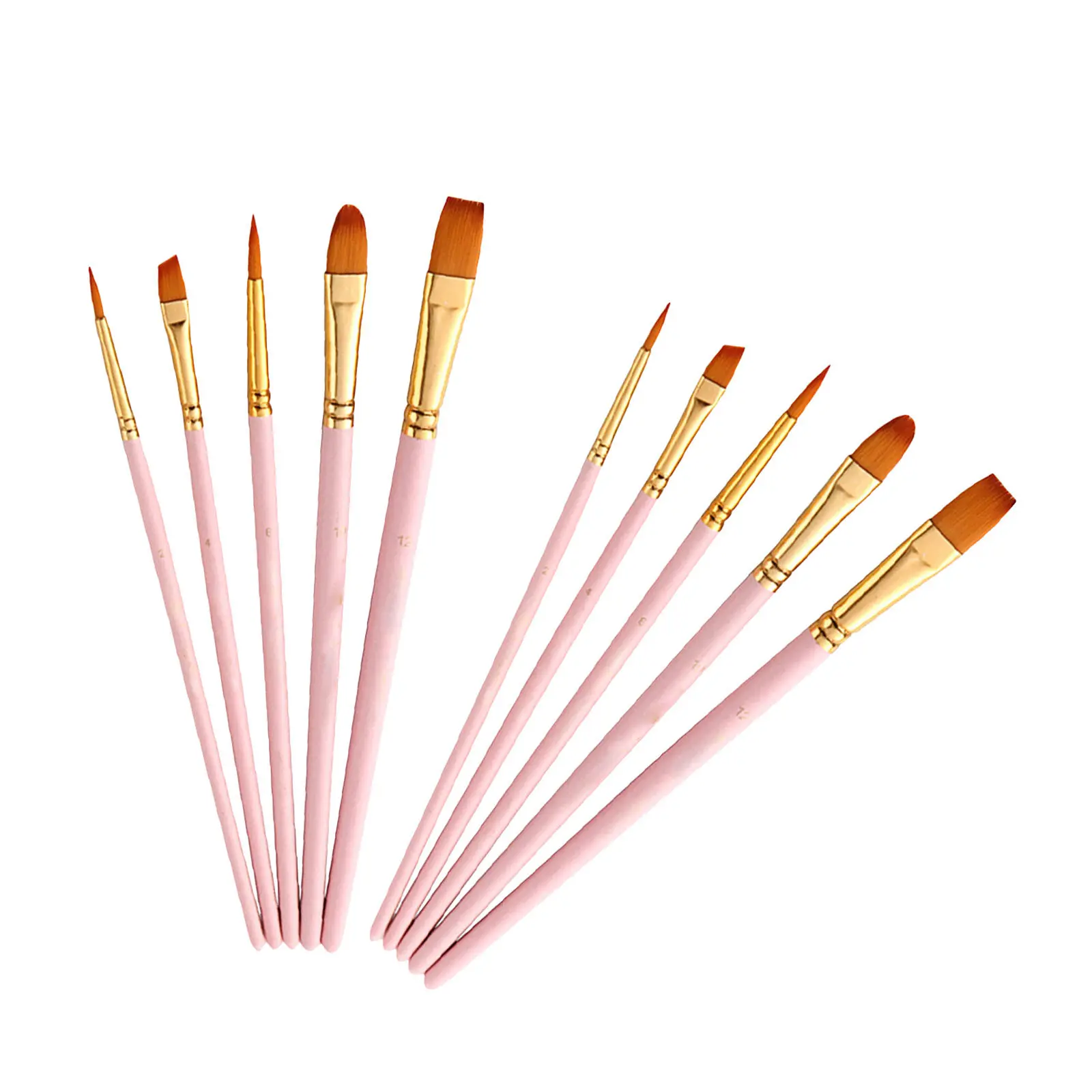 10Pcs Painting Brushes Nylon Wooden Handle Multipurpose Paintbrush Oil Watercolor Gouache Artist Supplies Oil Painting Brush