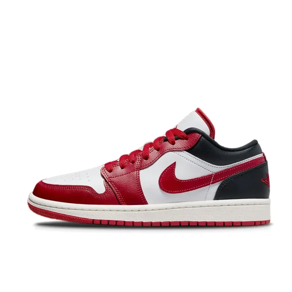 Nike Air Jordan 1 Low Fashion versatile retro trend men and women basketball shoes black red and white color matching