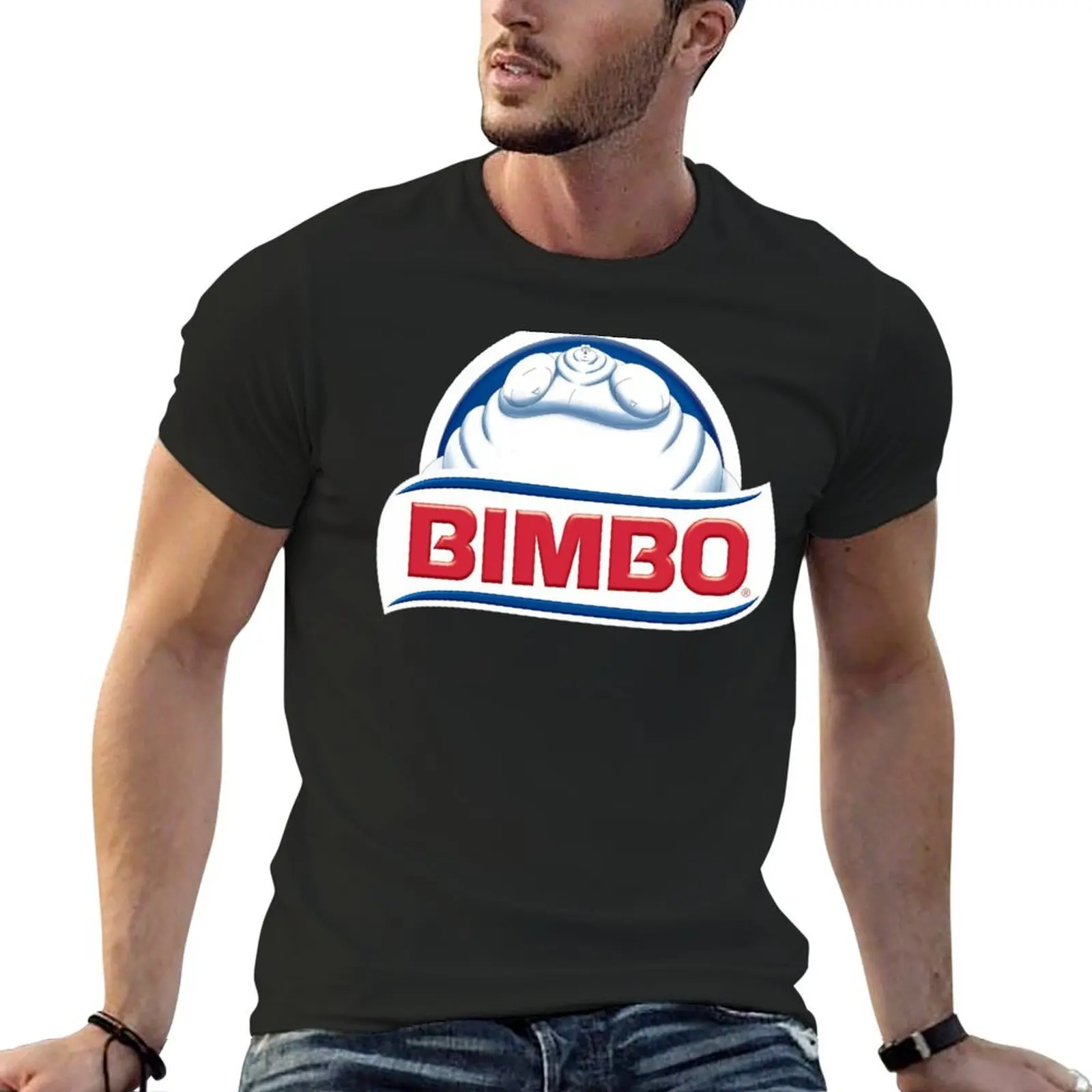 Bimbo Bear Bread Logo (Black) T-Shirt summer tops cute clothes tshirts for men