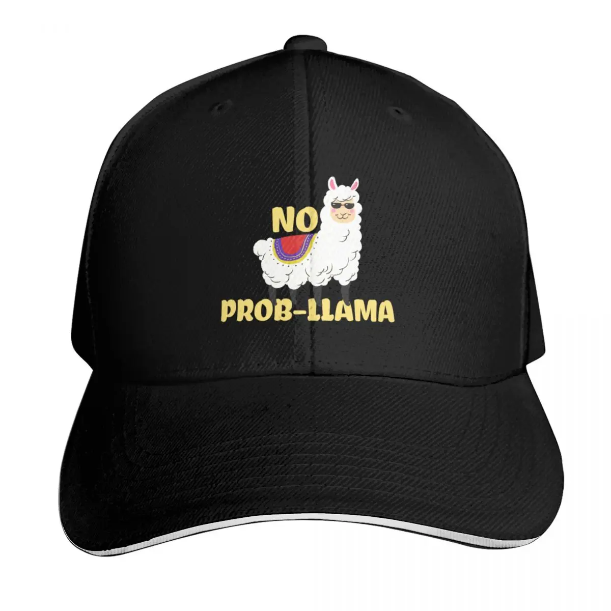 No Prob-llama Baseball Cap Summer Beach Travel Streetwear Hip Hop Trendy Vintage Retro Embroidered