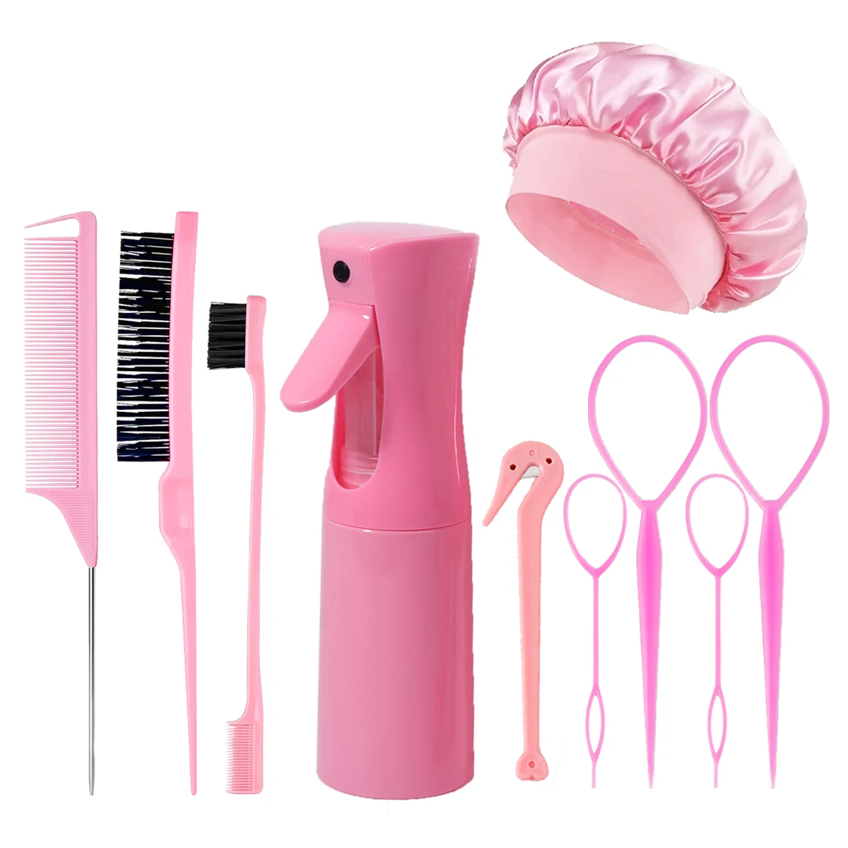 10pcs hairdressing tool set, hair brush, hair drawing needle, nightcap, spray bottle removal tool, Special for Real Hair Wigs ﻿