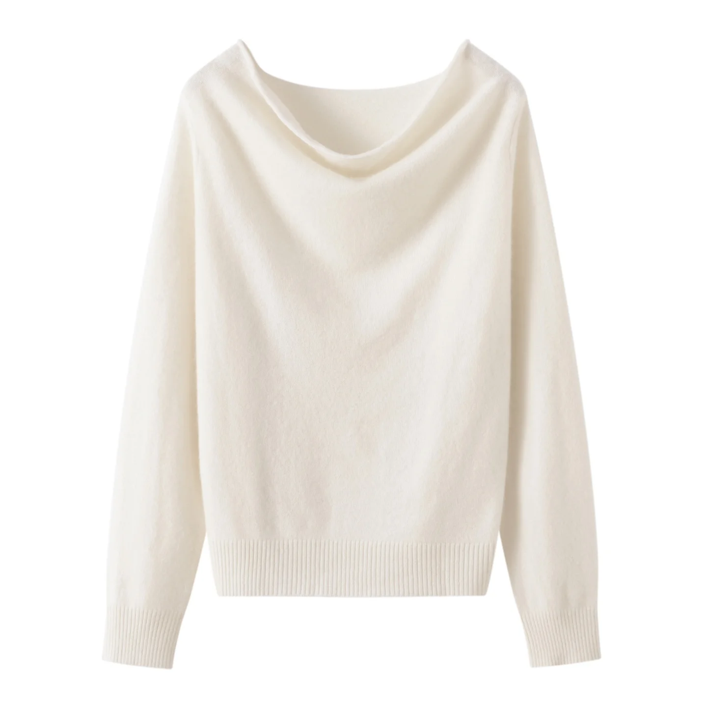 New Autumn Winter Women 100% Premium Cashmere Knit Top Draped Cowl Neck Multi‑wear Design Elegant Mature Versatile Sweater