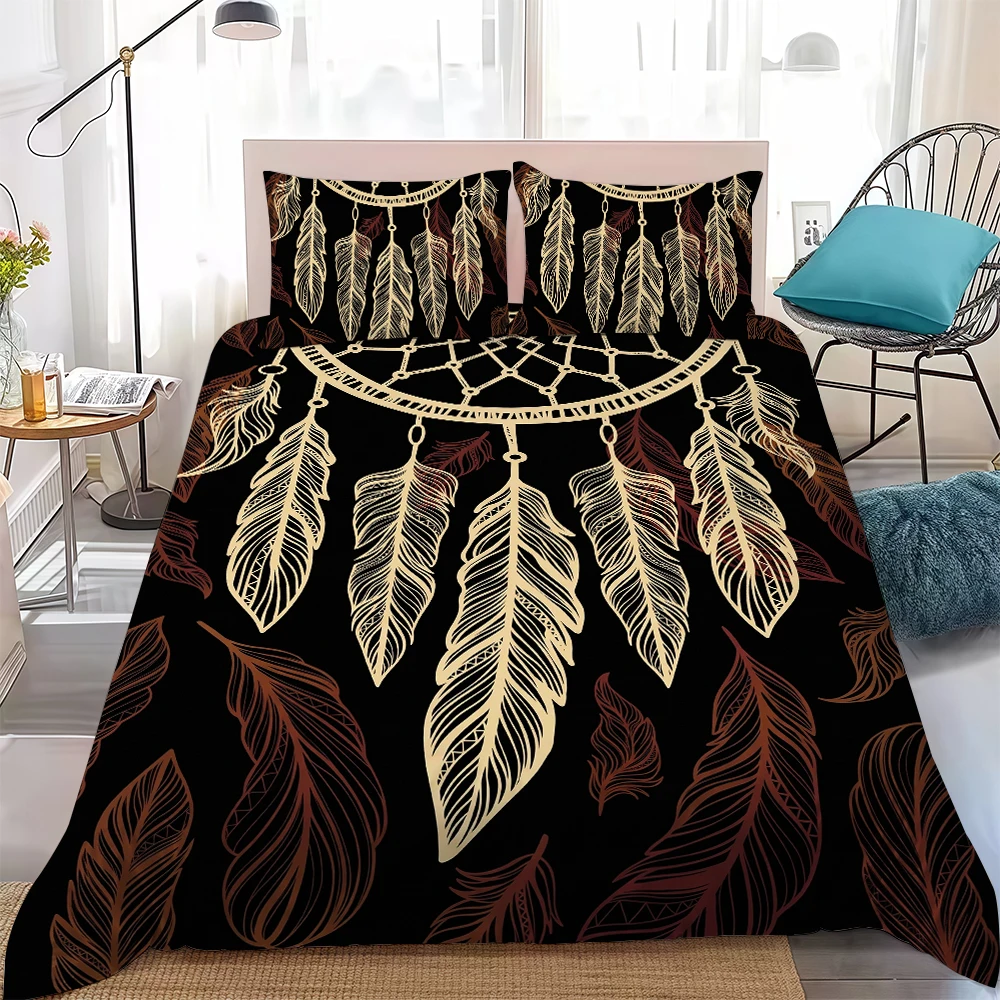 Fashion Feather Duvet Cover Set Home Style Bedding Soft Laundry Cotton Bed 3 Piece Set Student Dormitory Gift