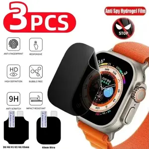 Bilashmart 3 Privacy Hydrogel Film Apple Watch Ultra 49MM 7 8 41MM 45MM Anti spy Screen Protector iWatch 9 5 6 SE 40MM 44MM 42MM
