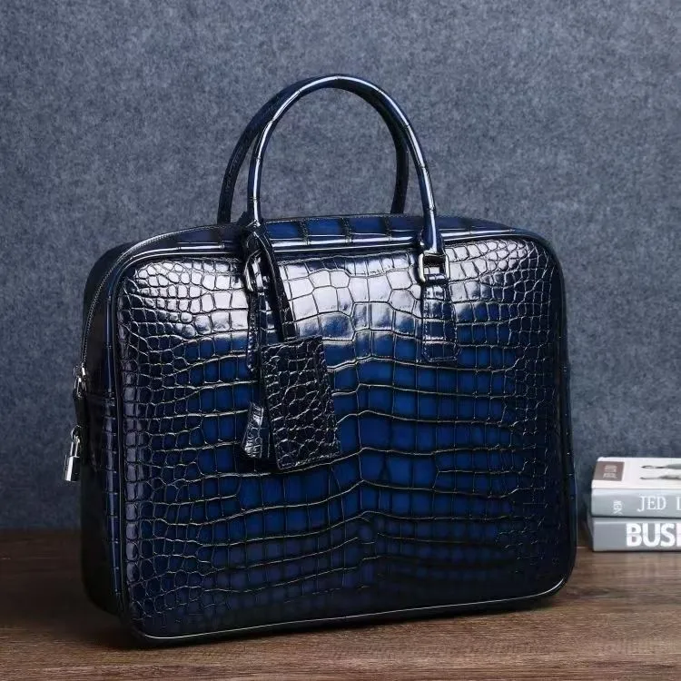 2026 Nuove borse per laptop in alligatore Valigetta da uomo in vera pelle di mucca Borse da uomo di marca di lusso Borsa da computer da 14 pollici Messenger da uomo