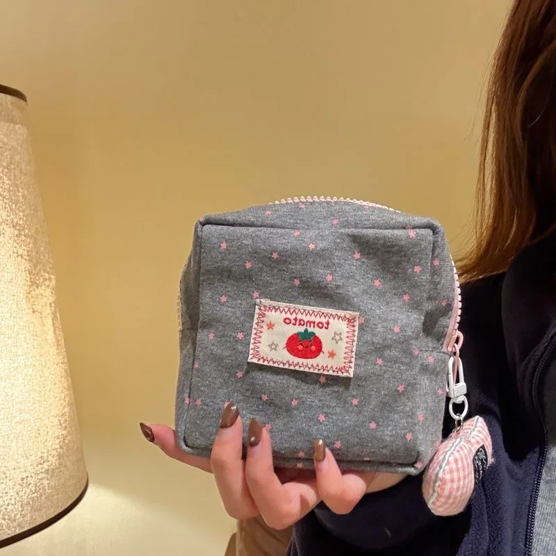 Portable Cute Fabric Sanitary Pad Storage Pouch Multi Functional Mini Cosmetic Makeup Bag For Women