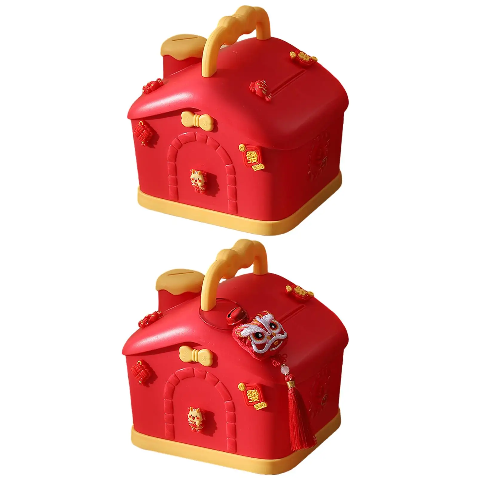 Festive Red House Kids Coin Bank - Charming Decor for Children's Room