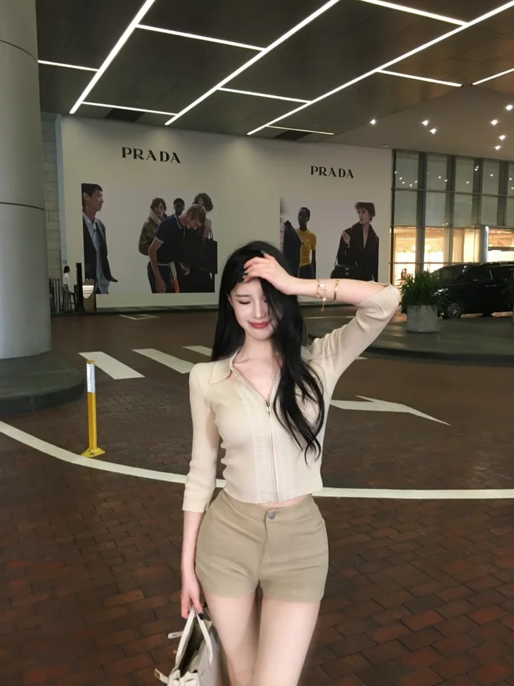 

Женские джинсовые шорты с высокой талией, эластичные, повседневные, облегающие, с эффектом подтяжки ягодиц, цвет хаки, летние