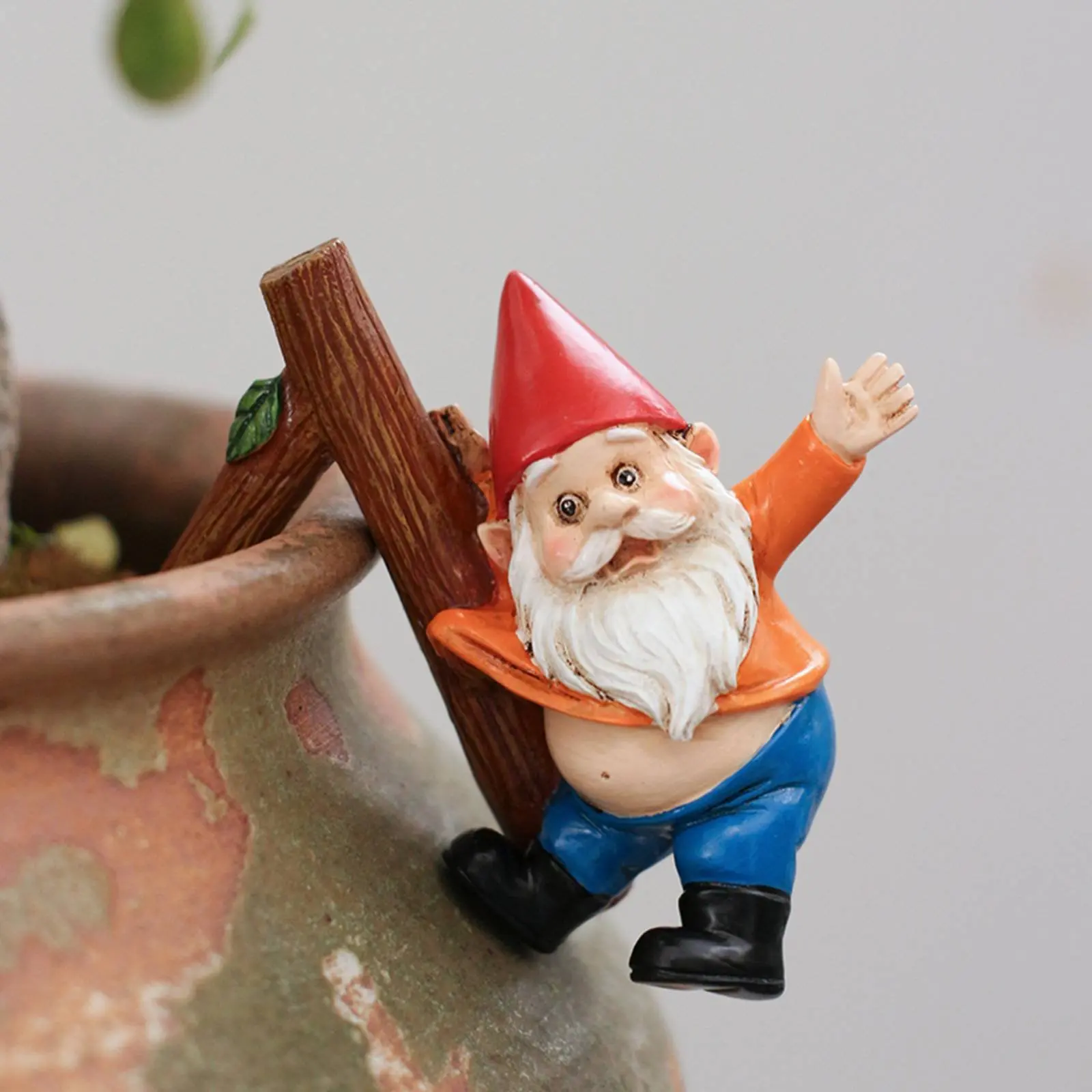 Flower Pot Hugger Gnome Cute Design Hanging Gnome Figurine Hanging Dwarf Decoration Mini Size Pot Fairy Ornament Hand Painted view 6