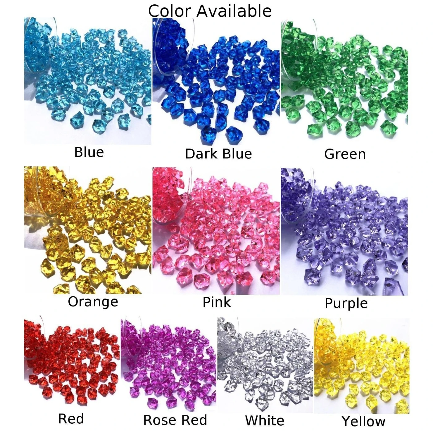 200PC Gems Ice Grains Colorful Stones Children Jewels Acrylic Small Ice Solid Jewels Ice Counter Crystal Diamonds Toy Vase Decor