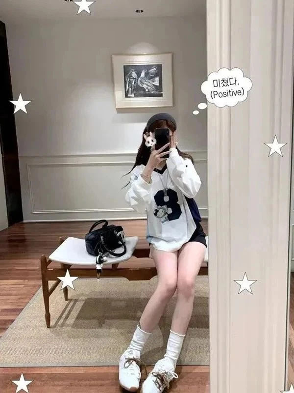 plus Size 300 Pou KT  V-Ne Hoodie Women's Warmth Extra Large Size Fce Lined Street Sle Color Blo Japanese Sle