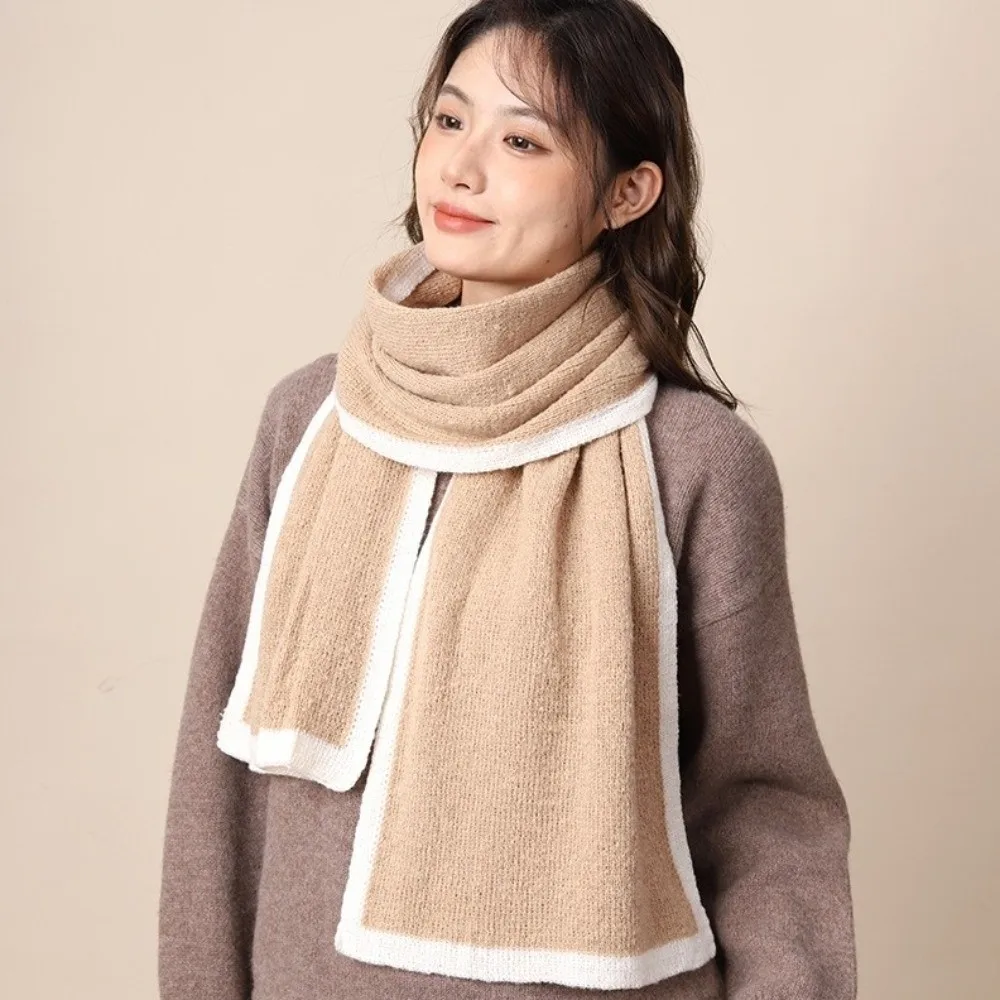 

Bandana Thicken Winter Scarf Large Color Contrast Knitted Scarfs Soft Neck Wrap Neckerchief Girls