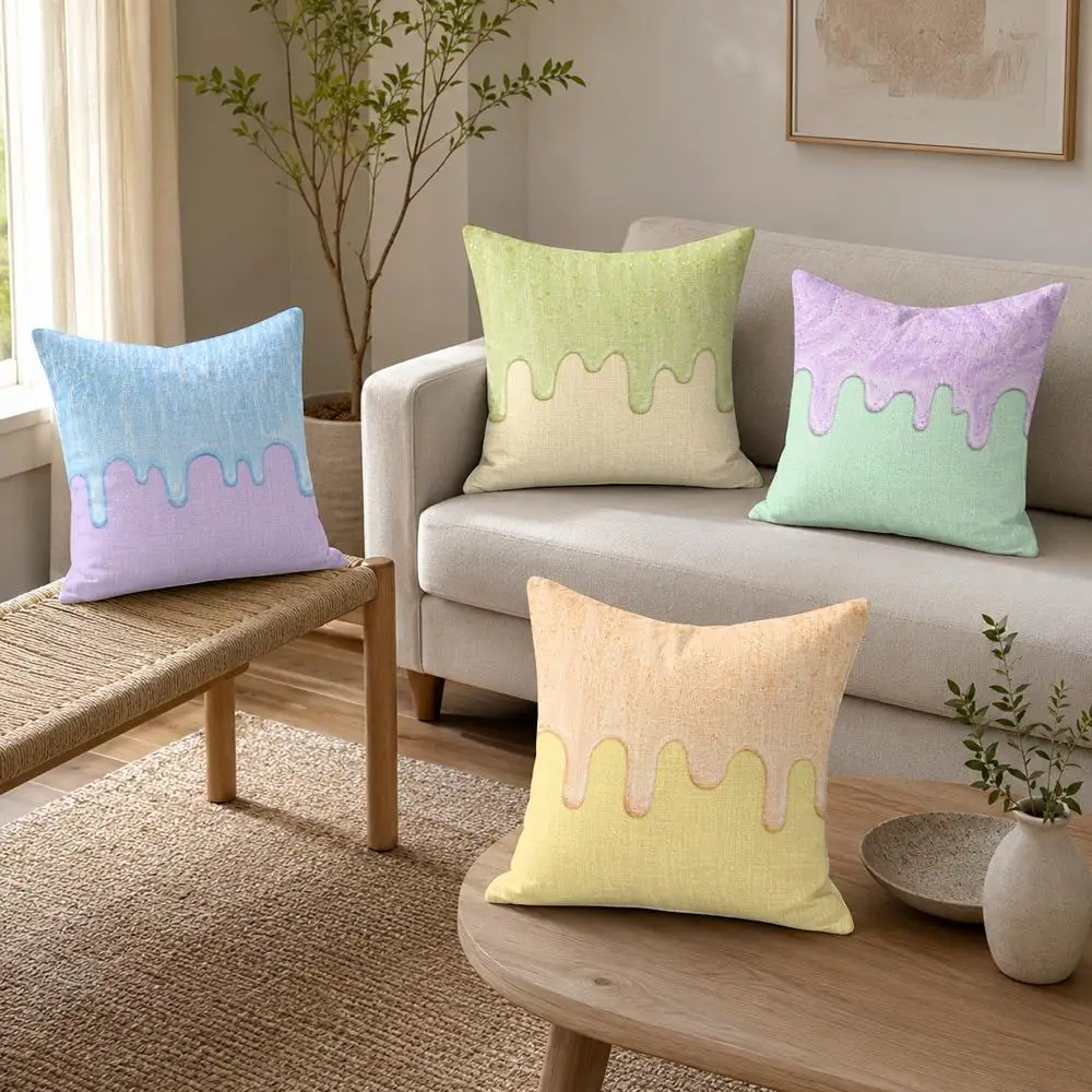 Frost Drip Texture Cushion Cover Soft Plush Throw Pillow Cushion Cover｜Double-Sided Printed Pillow Case for Sofa Home Decor